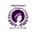 A black woman 's wisdom logo with a purple background