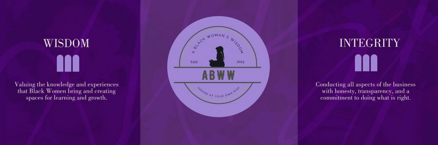 A purple sticker with the words " abww " in black.