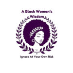 A black woman 's wisdom logo with a purple background